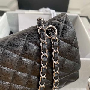 Chanel Flap Classic bag Grained shiny Calfskin Black A01112 Silver seamless edge - Default Title - View 4