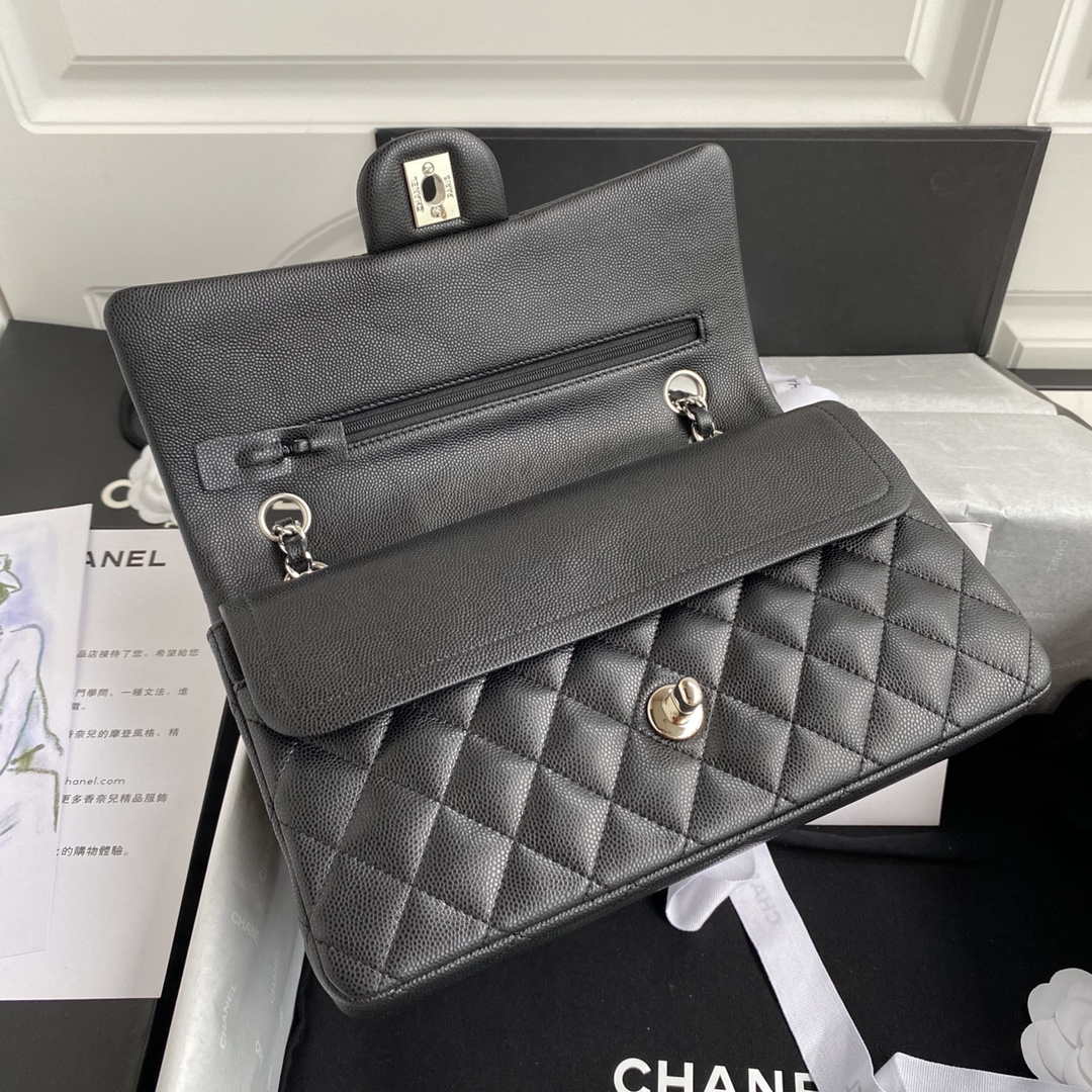 Chanel Flap Classic bag Grained shiny Calfskin Black A01112 Silver seamless edge - Default Title - View 7
