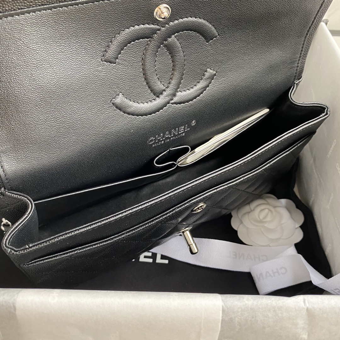 Chanel Flap Classic bag Grained shiny Calfskin Black A01112 Silver seamless edge - Default Title - View 8