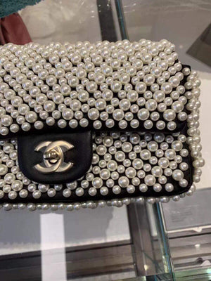 Chanel Flap Handbag Pearl Bag leather Lambskin Gold - Default Title - View 6