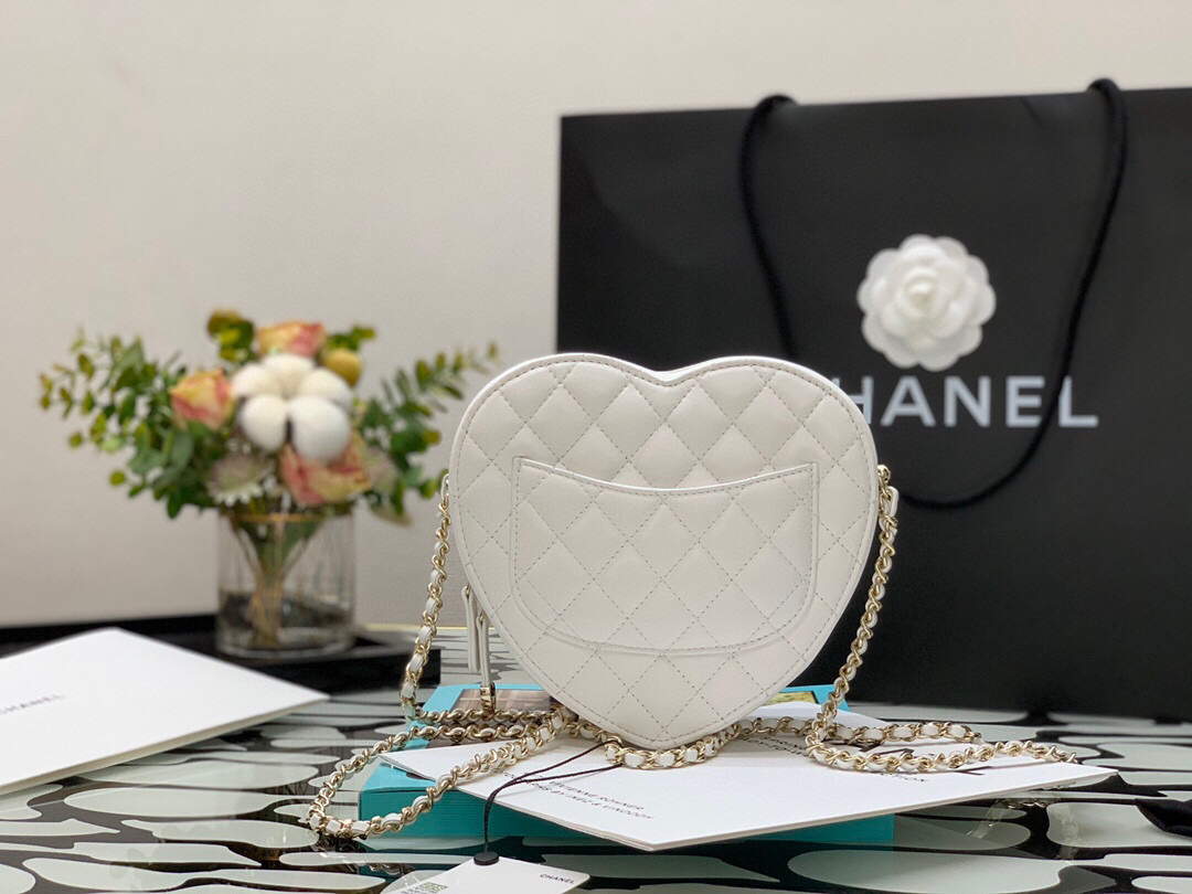 Chanel Flap Large Heart Bag Lambskin AS3191 White - Default Title - View 6