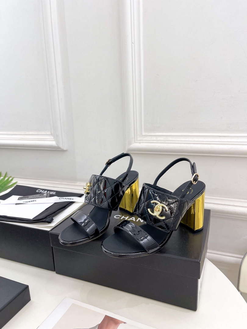 Chanel G39645 Women's High Heel Sandals C91323 - 35 - View 7