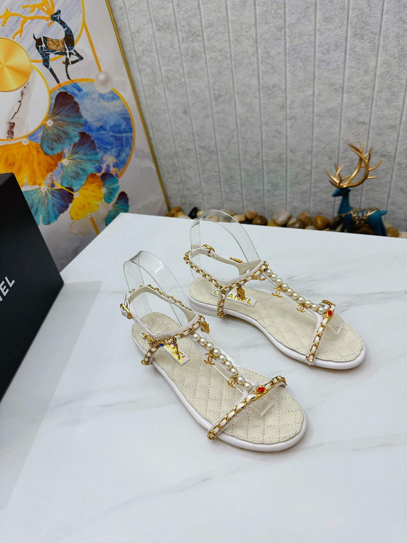 Chanel  G39674 Women's Sandals Shoes Lambskin C90266