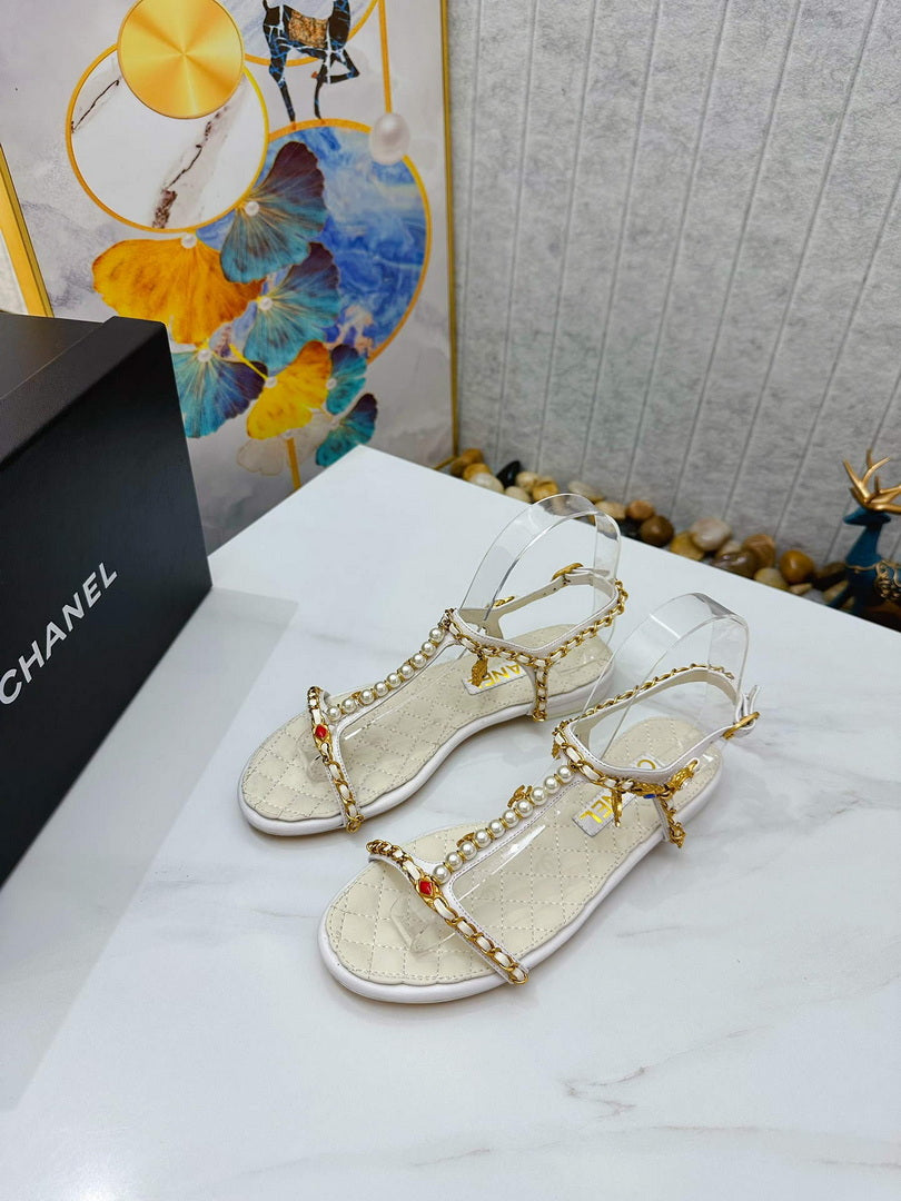 Chanel  G39674 Women's Sandals Shoes Lambskin C90266