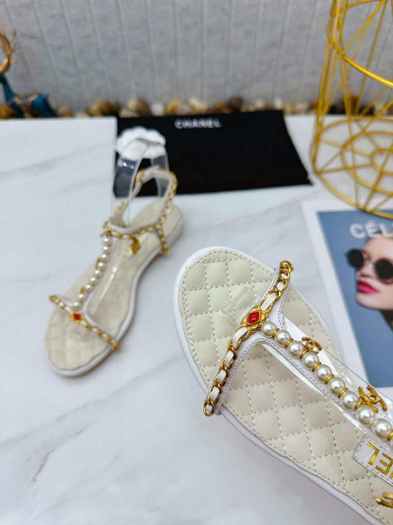 Chanel  G39674 Women's Sandals Shoes Lambskin C90266