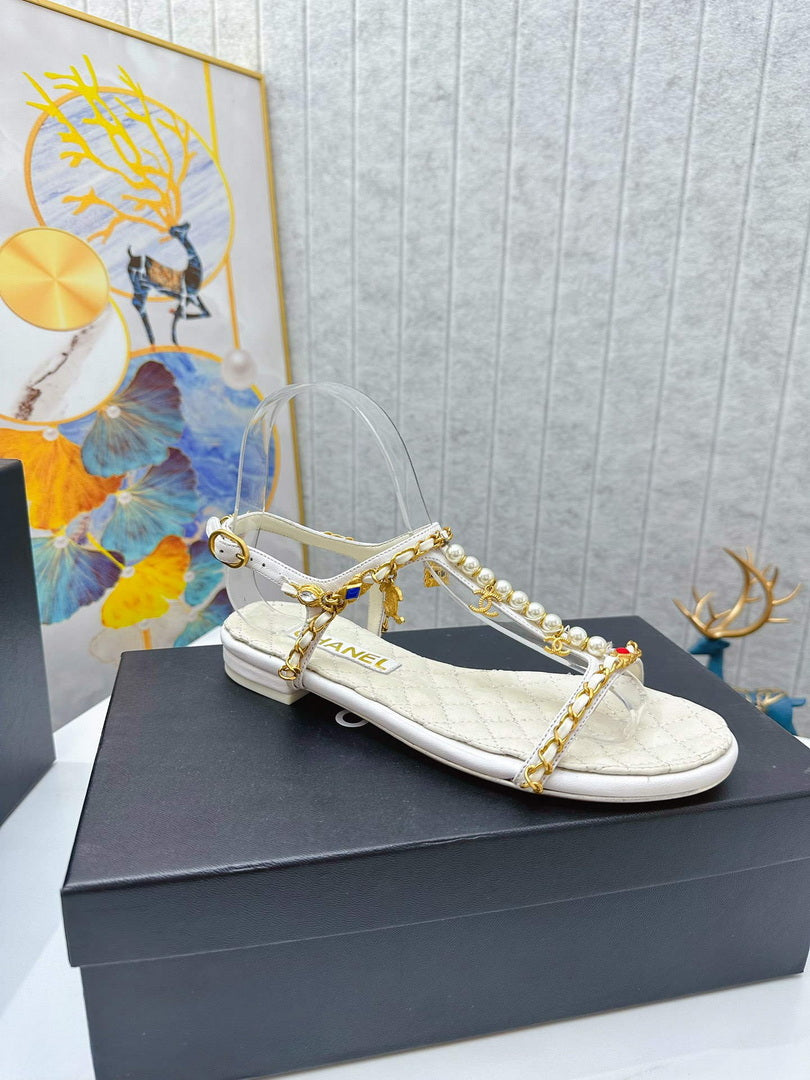 Chanel  G39674 Women's Sandals Shoes Lambskin C90266
