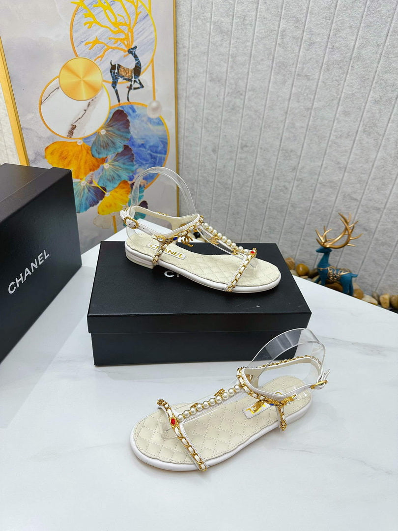 Chanel  G39674 Women's Sandals Shoes Lambskin C90266