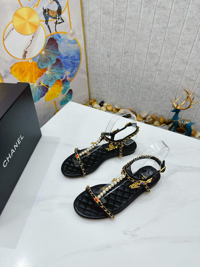 Chanel  G39674 Women's Sandals Shoes Lambskin C90267