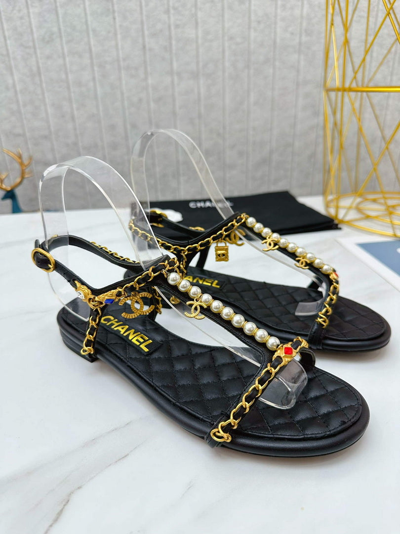 Chanel  G39674 Women's Sandals Shoes Lambskin C90267 - 35 - View 1