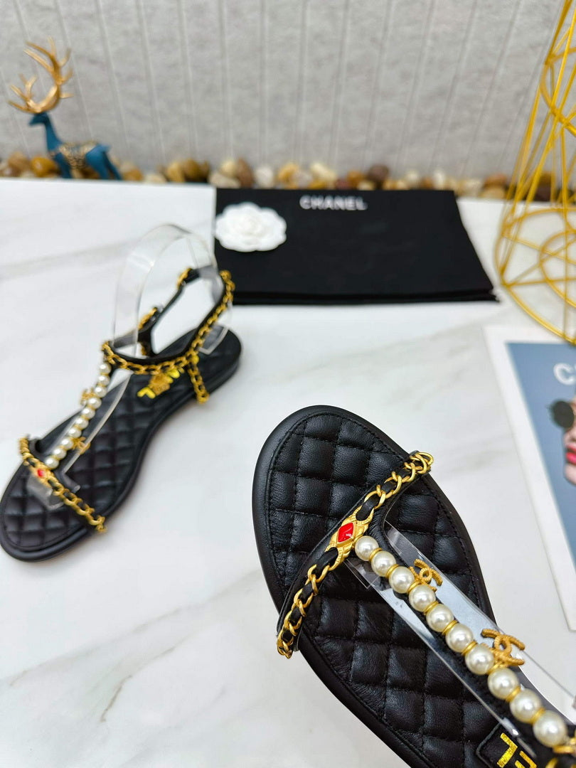 Chanel  G39674 Women's Sandals Shoes Lambskin C90267 - 35 - View 4