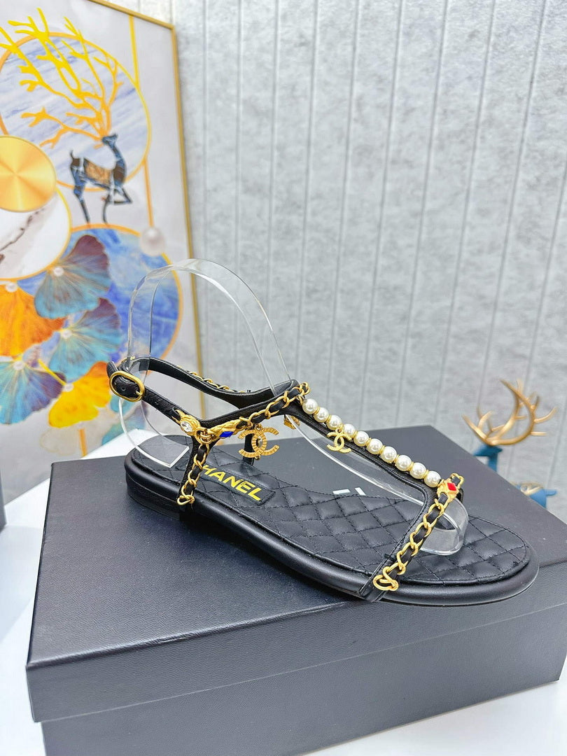 Chanel  G39674 Women's Sandals Shoes Lambskin C90267 - 35 - View 5