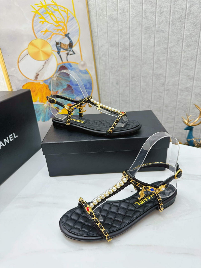 Chanel  G39674 Women's Sandals Shoes Lambskin C90267