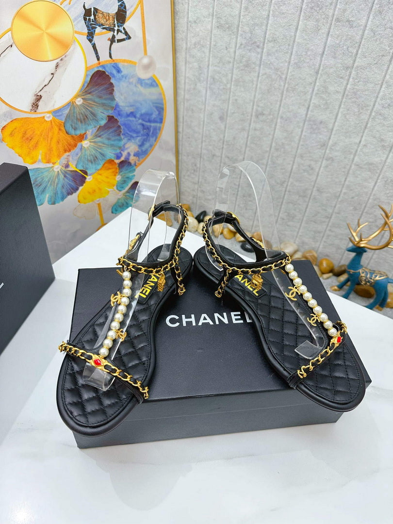 Chanel  G39674 Women's Sandals Shoes Lambskin C90267