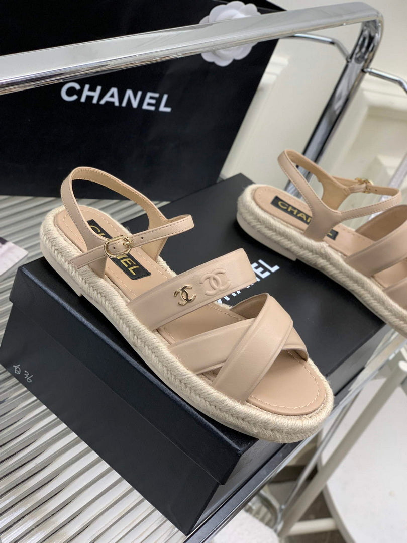 Chanel G40132 Women's Sandals Shoes Lambskin C90215