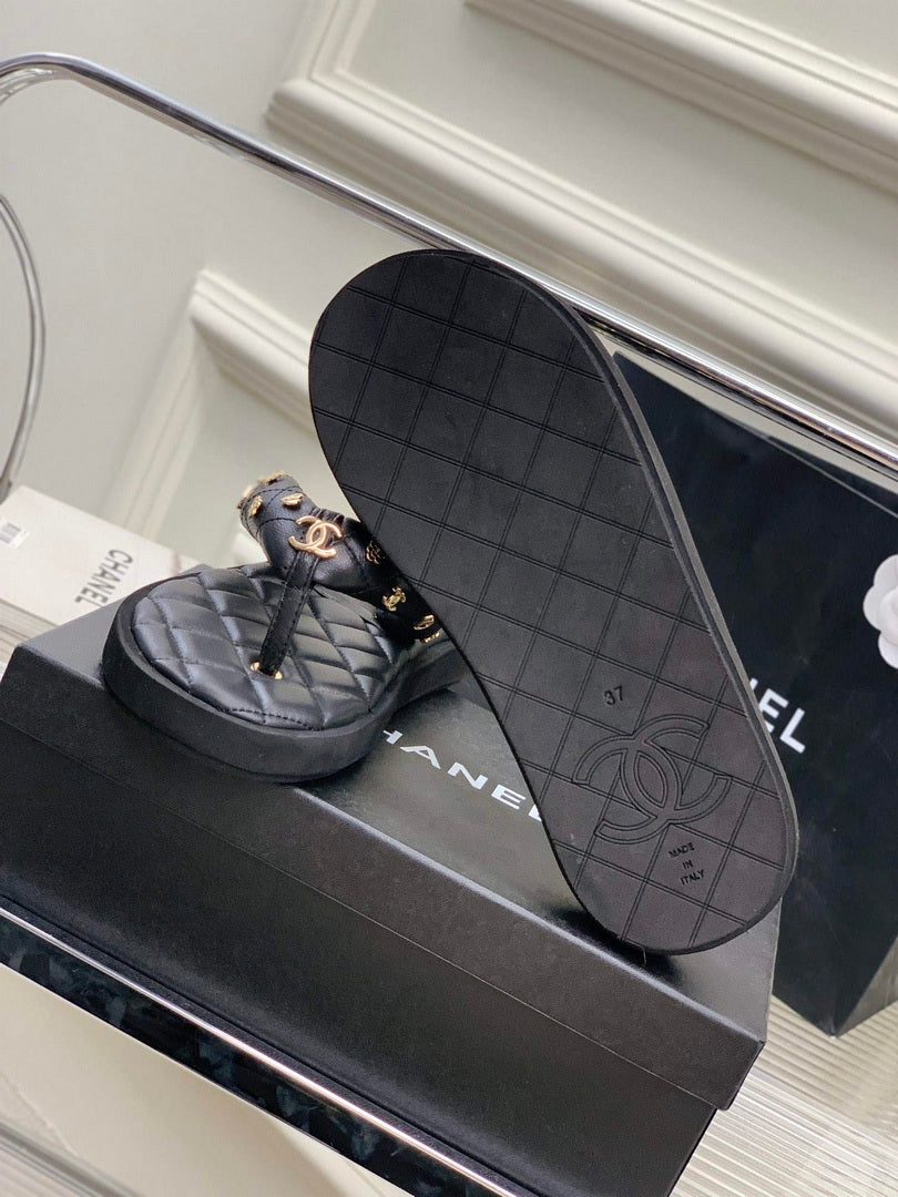 Chanel G40132 Women's Slippers Shoes Lambskin C90212