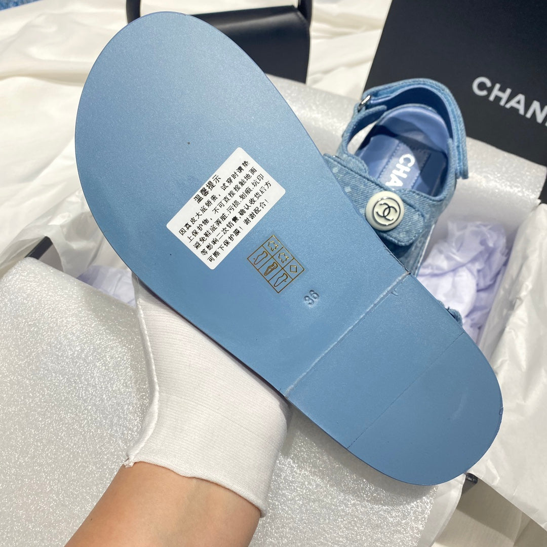 Chanel G40138 Women's Sandals Shoes Lambskin C90240 - 35 - View 9