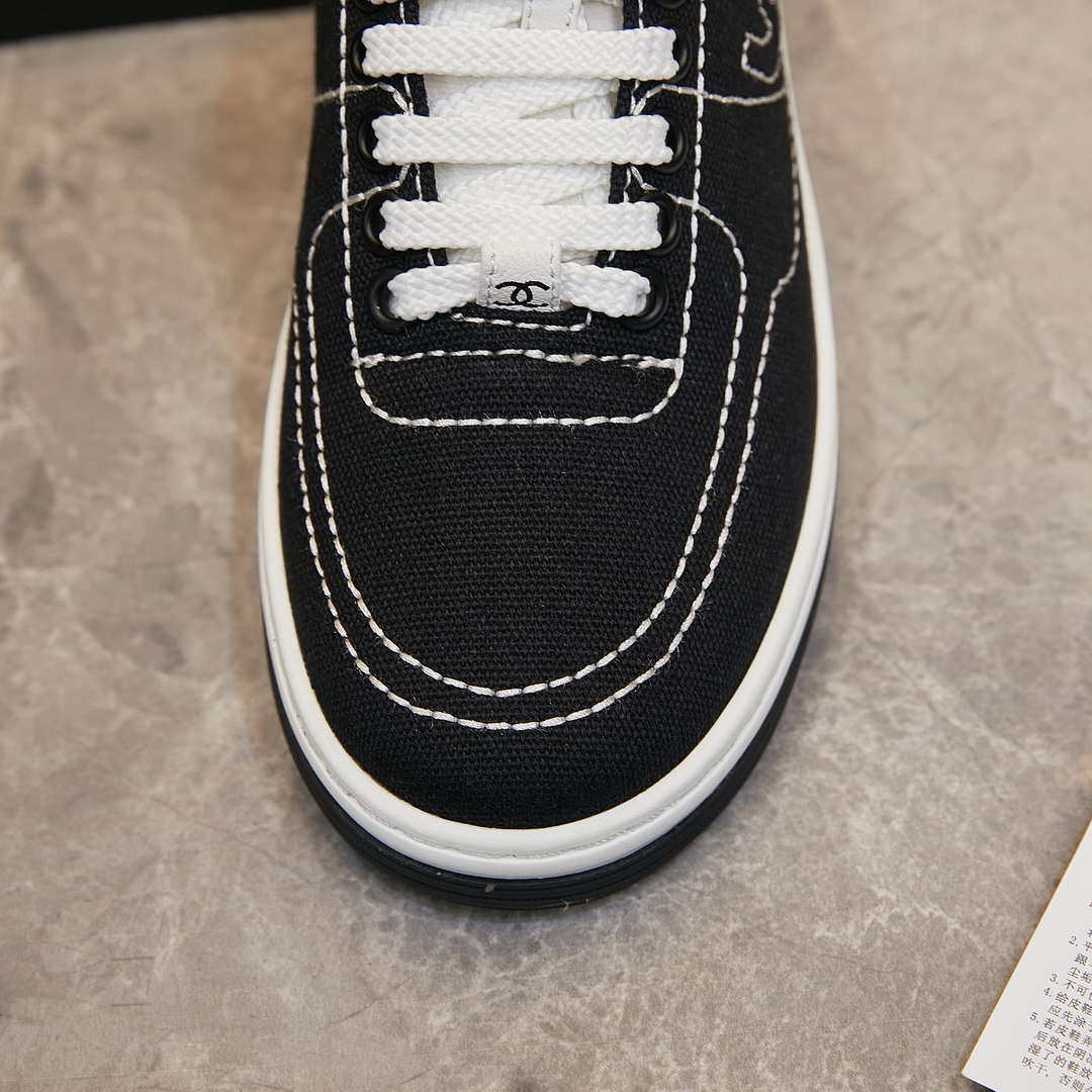 Chanel G46076 Women 24B Trainers Cotton  Black & White C91282 - Fmale-Euro 35=US 4 - View 6