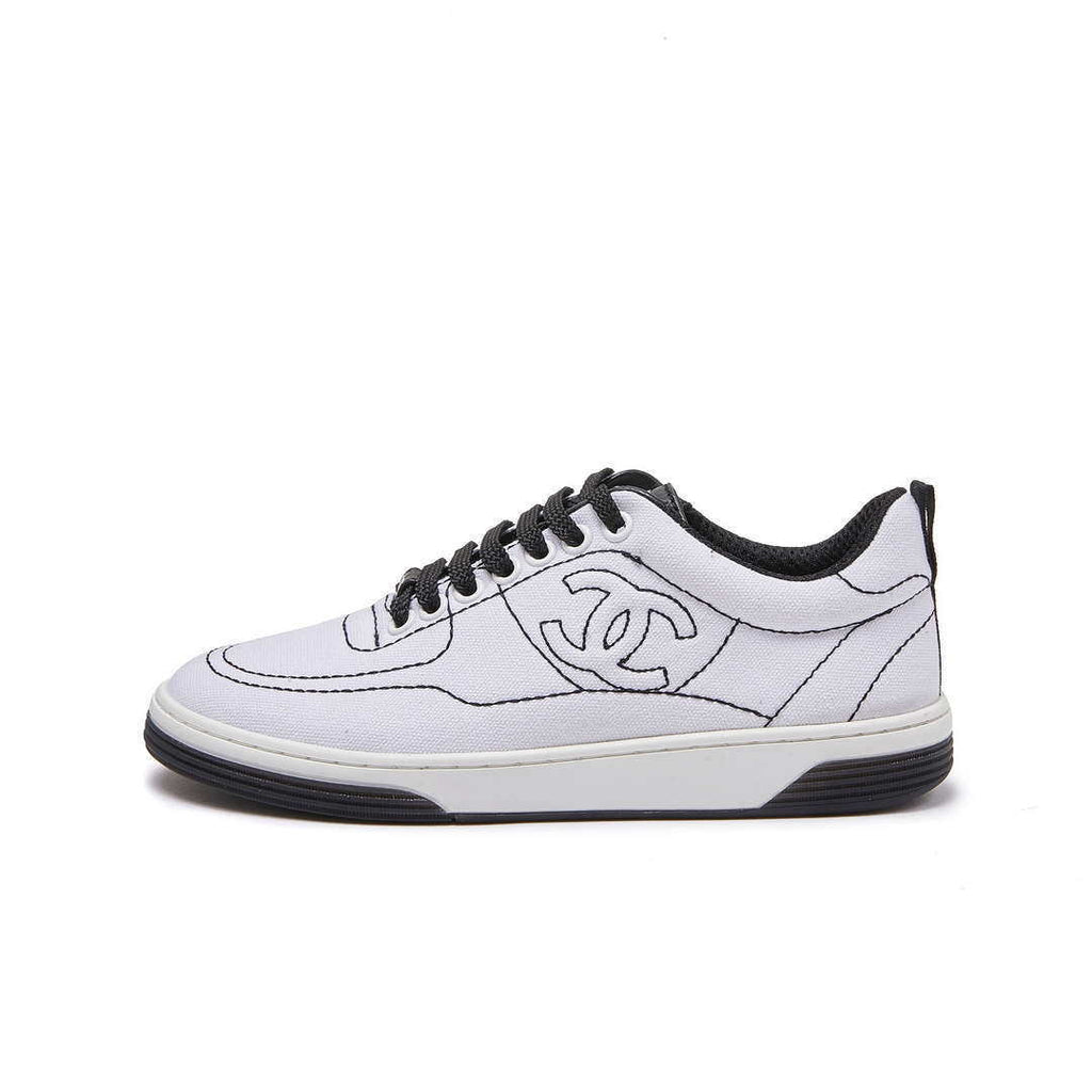 Chanel G46076 Women 24B Trainers Cotton  Black & White C91283