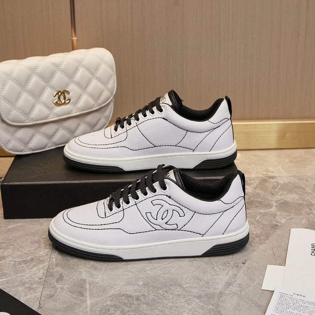Chanel G46076 Women 24B Trainers Cotton  Black & White C91283