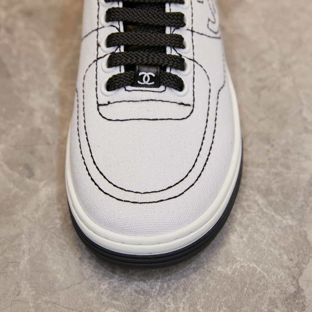 Chanel G46076 Women 24B Trainers Cotton  Black & White C91283 - Fmale-Euro 35=US 4 - View 6