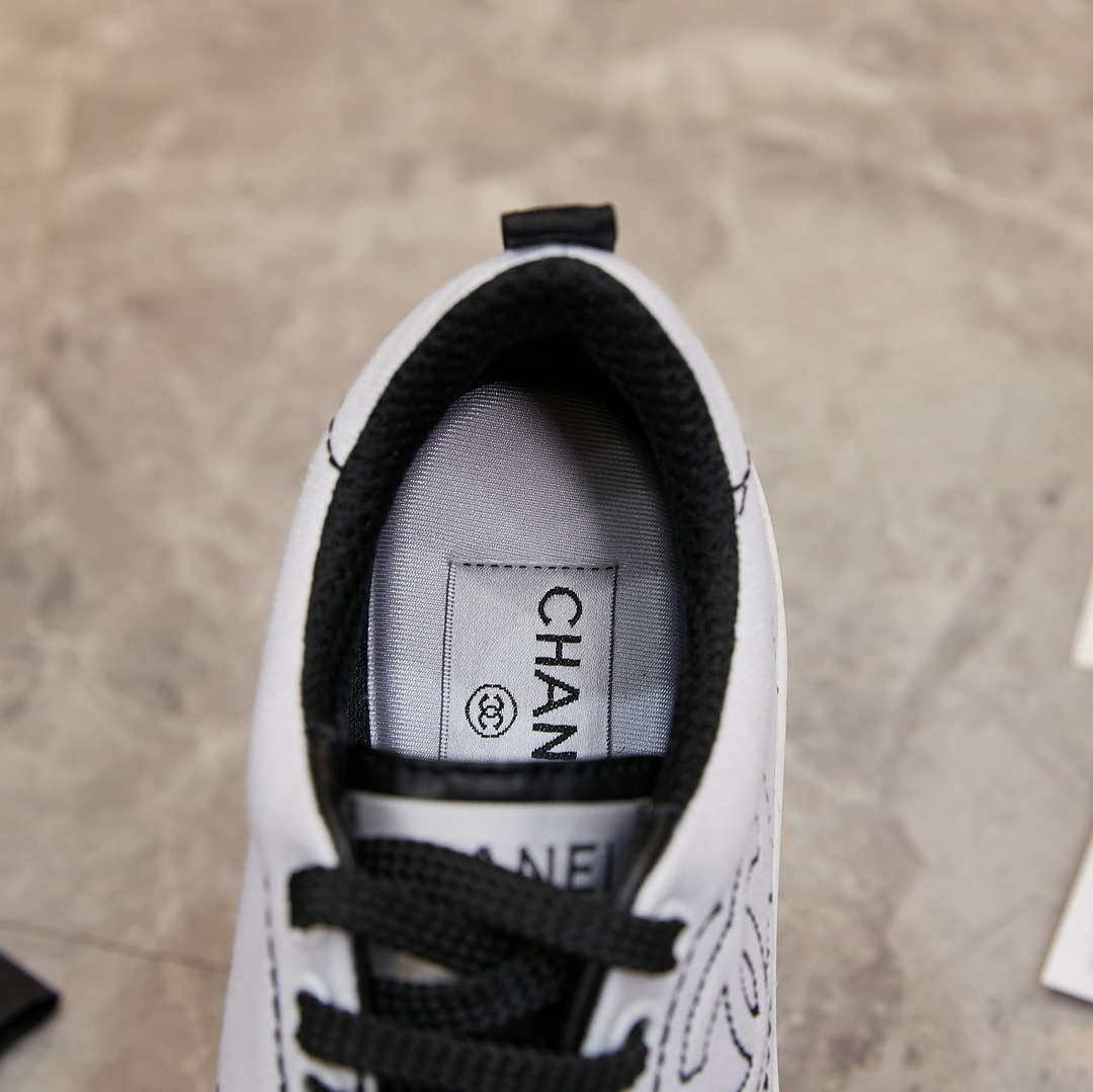 Chanel G46076 Women 24B Trainers Cotton  Black & White C91283 - Fmale-Euro 35=US 4 - View 7