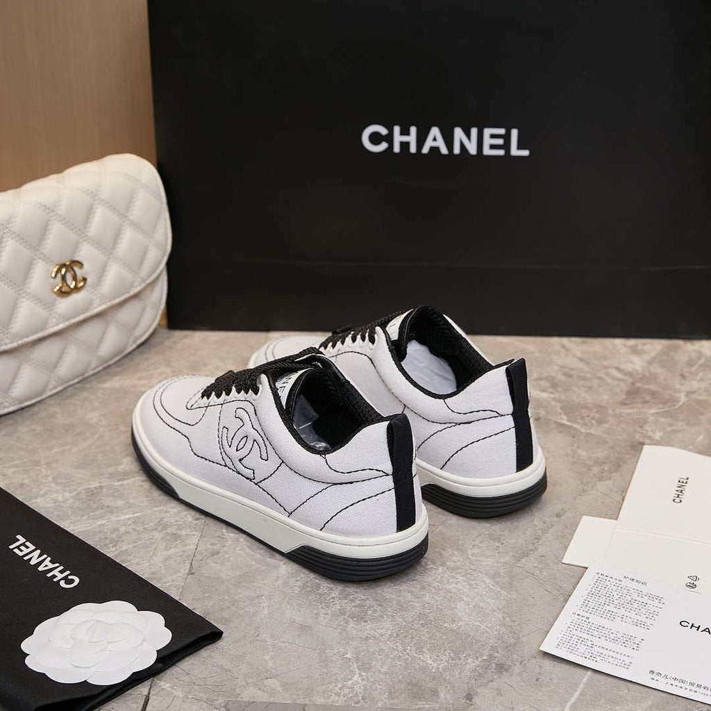 Chanel G46076 Women 24B Trainers Cotton  Black & White C91283