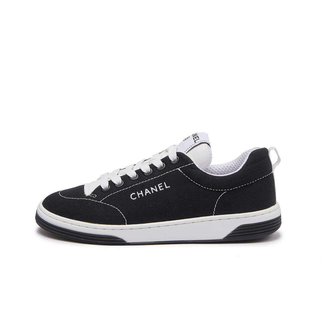 Chanel G46076 Women 24B Trainers Cotton  Black & White C91285 - Fmale-Euro 35=US 4 - View 1