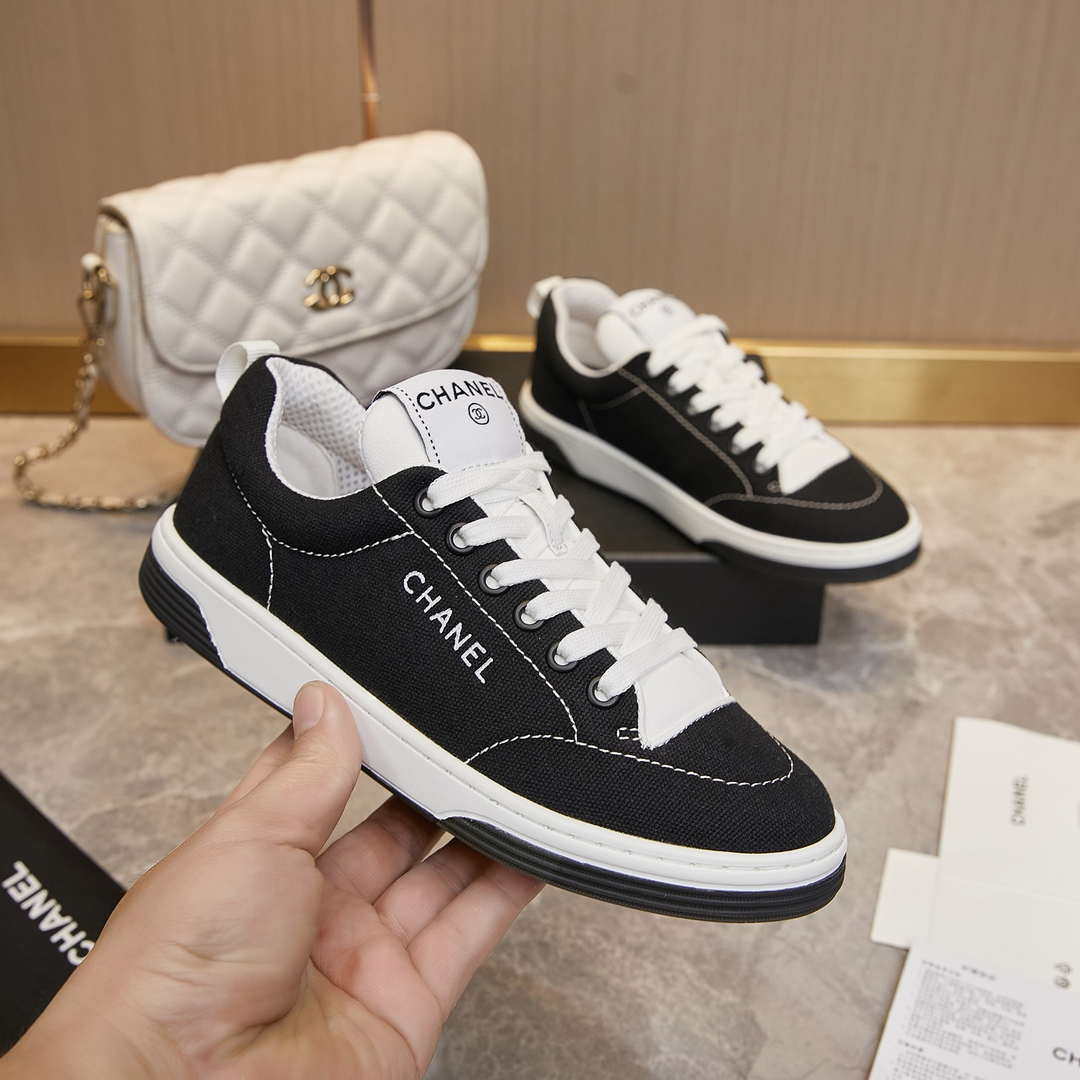 Chanel G46076 Women 24B Trainers Cotton  Black & White C91285 - Fmale-Euro 35=US 4 - View 3