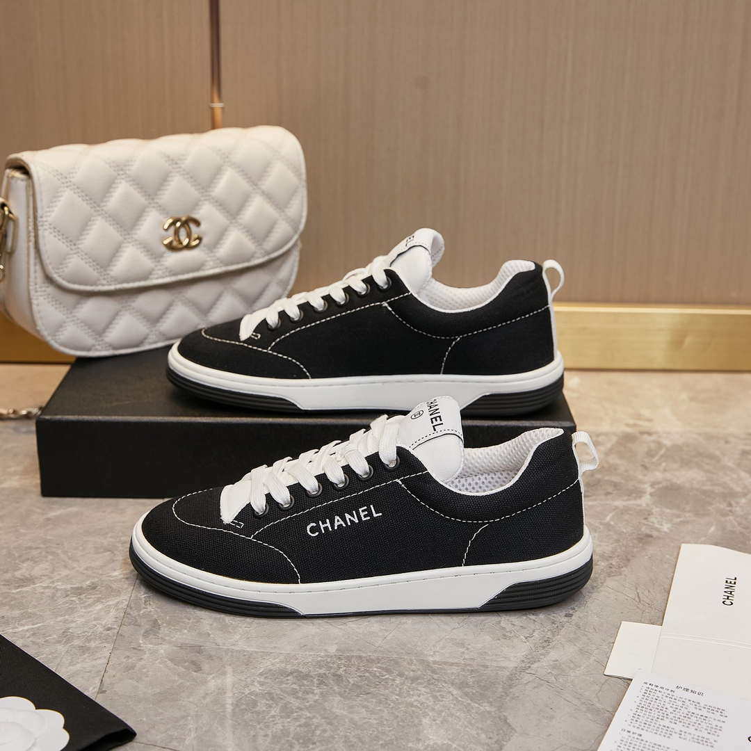 Chanel G46076 Women 24B Trainers Cotton  Black & White C91285 - Fmale-Euro 35=US 4 - View 4