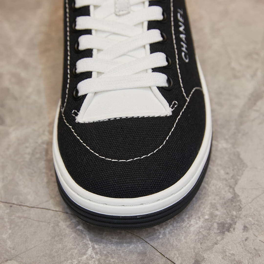 Chanel G46076 Women 24B Trainers Cotton  Black & White C91285