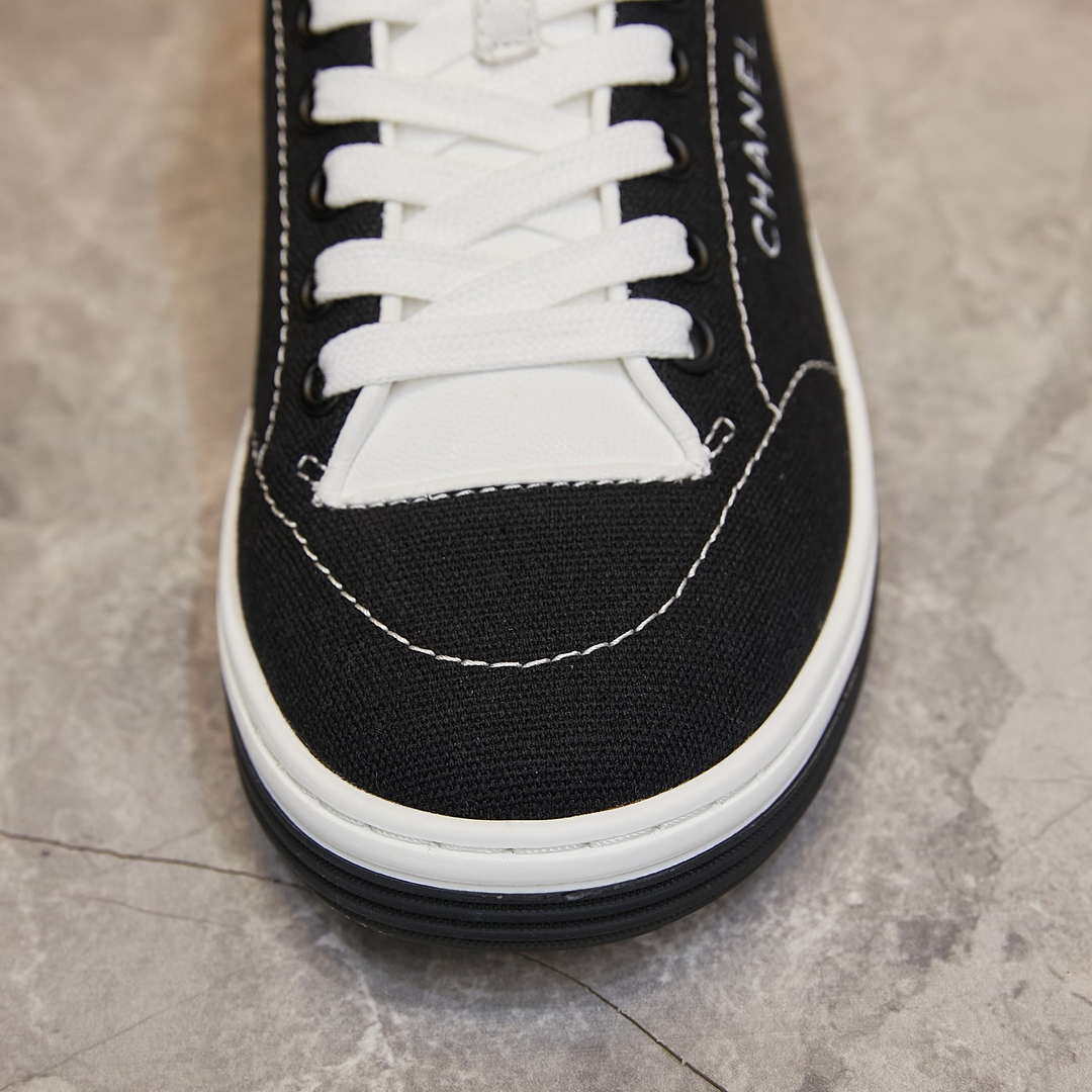 Chanel G46076 Women 24B Trainers Cotton  Black & White C91285