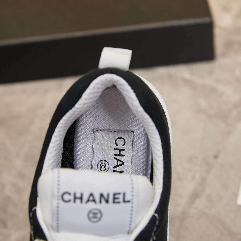 Chanel G46076 Women 24B Trainers Cotton  Black & White C91285