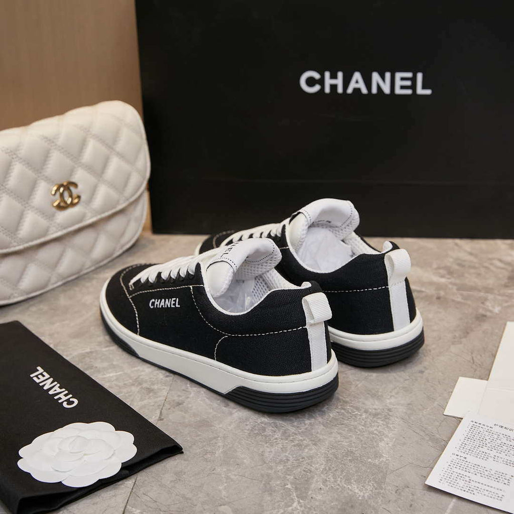 Chanel G46076 Women 24B Trainers Cotton  Black & White C91285