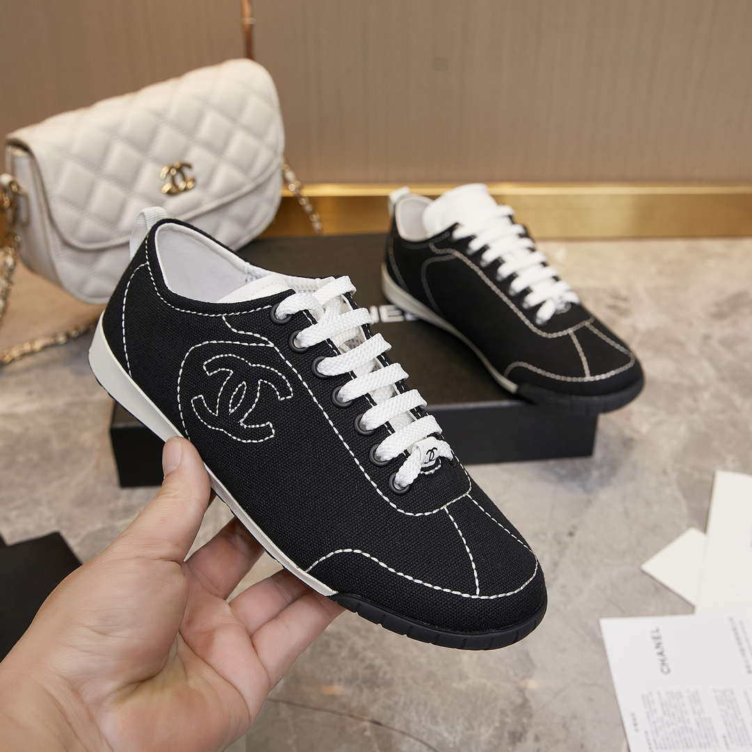 Chanel G46076 Women 24B Trainers Cotton  Black & White C91286 - Fmale-Euro 35=US 4 - View 4