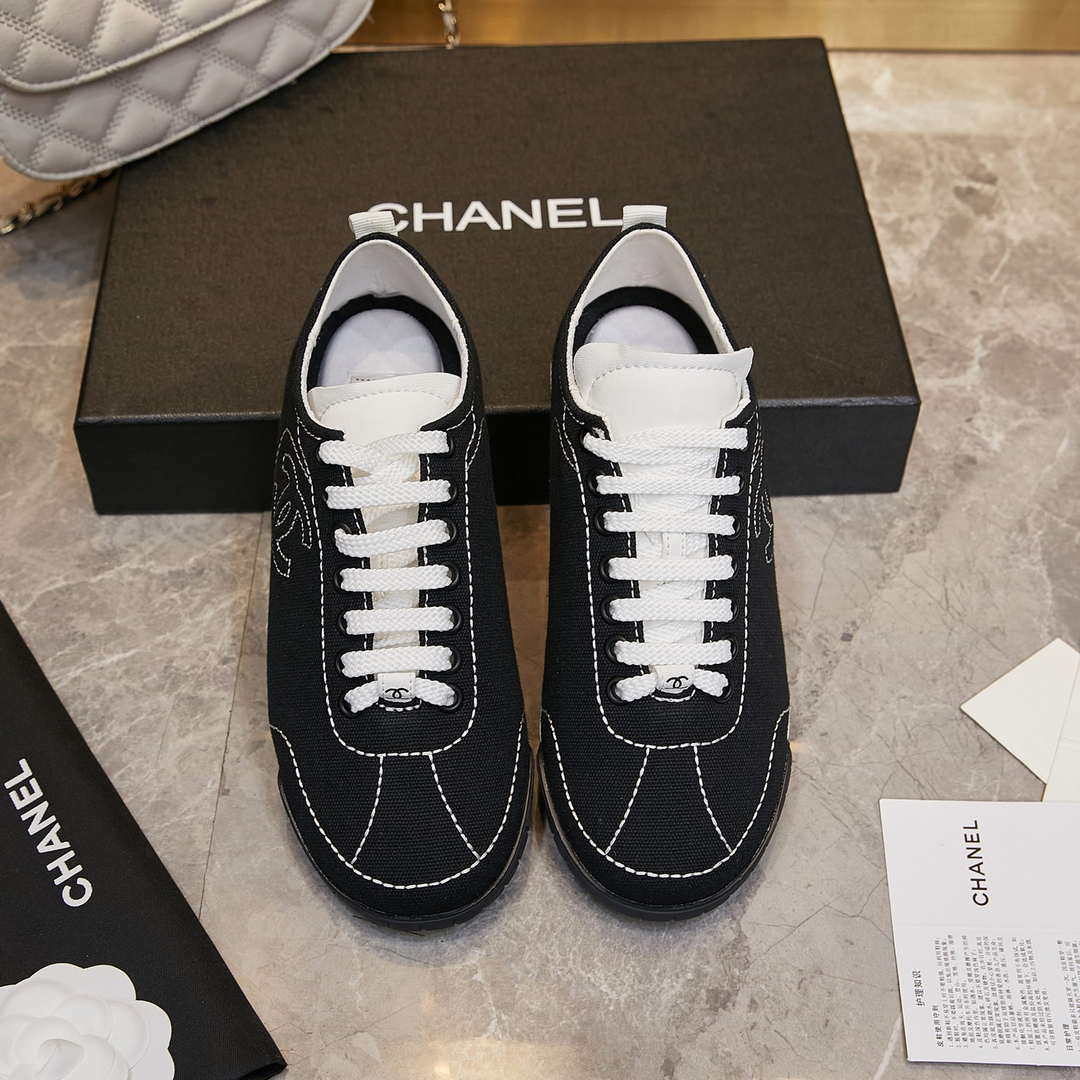Chanel G46076 Women 24B Trainers Cotton  Black & White C91286 - Fmale-Euro 35=US 4 - View 6