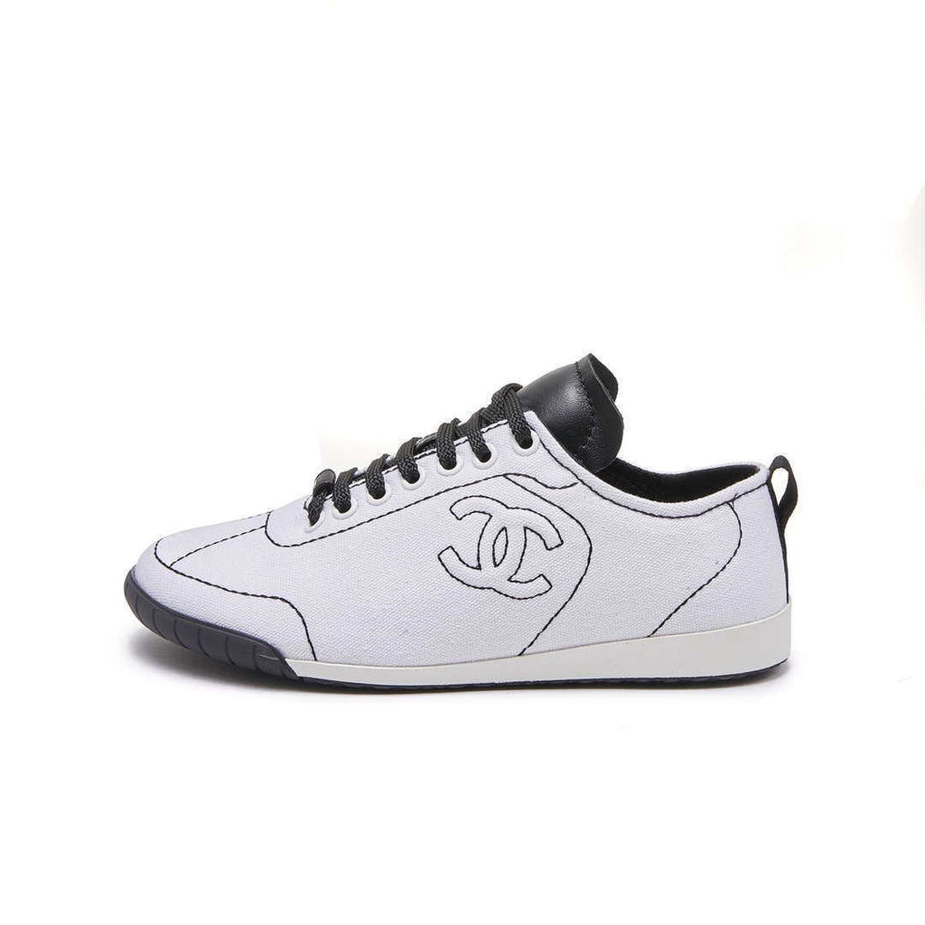 Chanel G46076 Women 24B Trainers Cotton  Black & White C91287