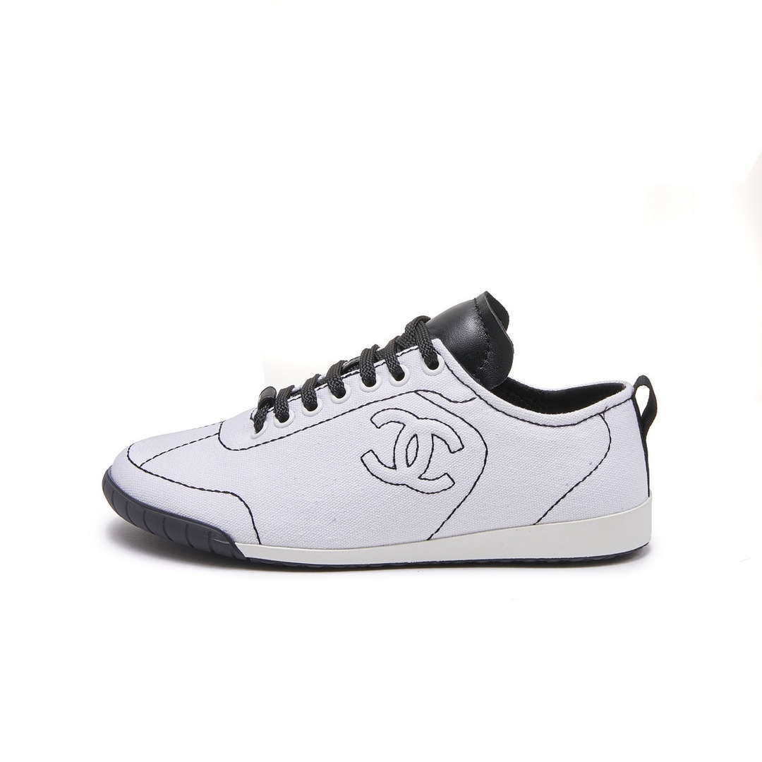 Chanel G46076 Women 24B Trainers Cotton  Black & White C91287 - Fmale-Euro 35=US 4 - View 1