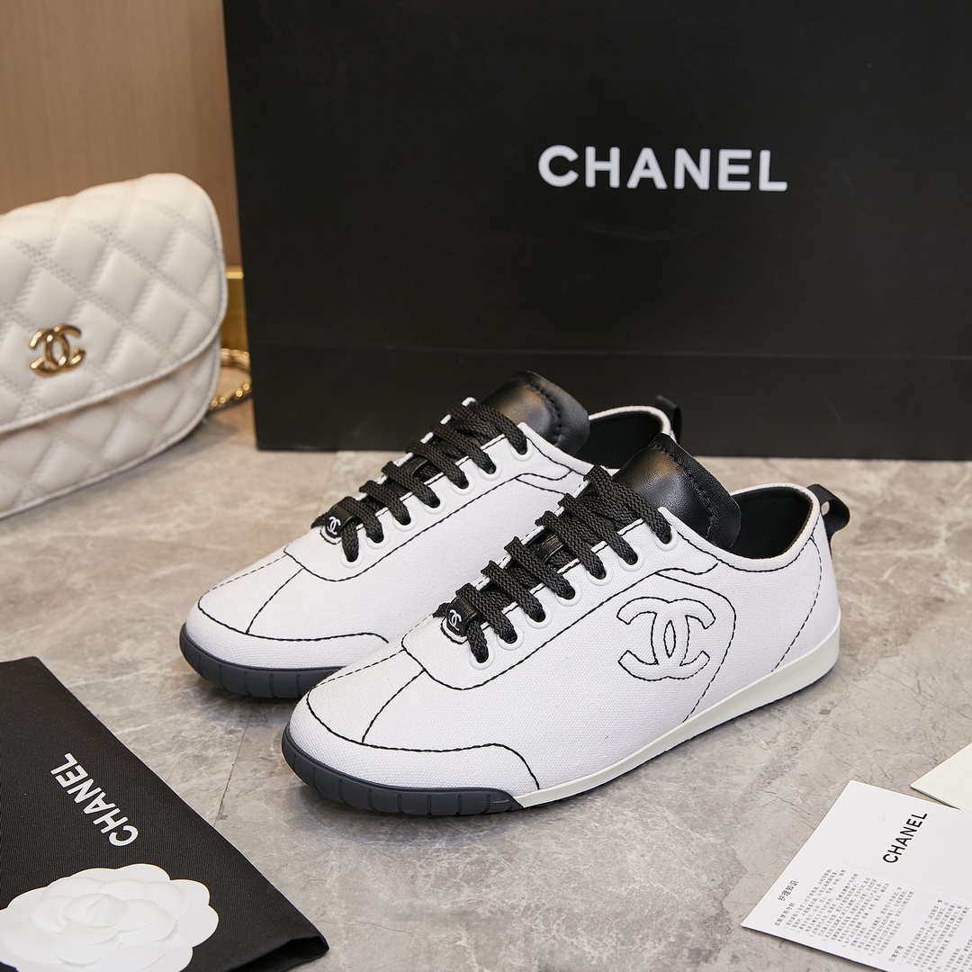 Chanel G46076 Women 24B Trainers Cotton  Black & White C91287 - Fmale-Euro 35=US 4 - View 4