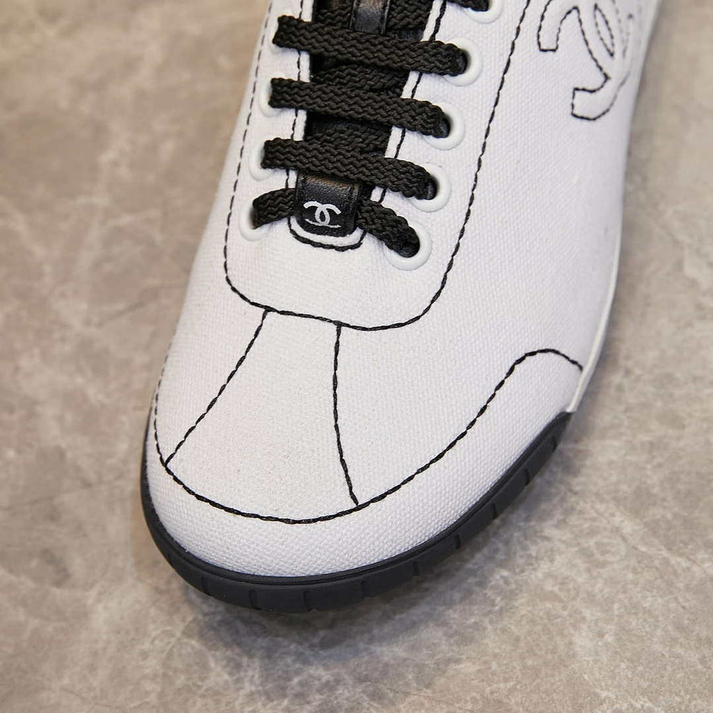 Chanel G46076 Women 24B Trainers Cotton  Black & White C91287