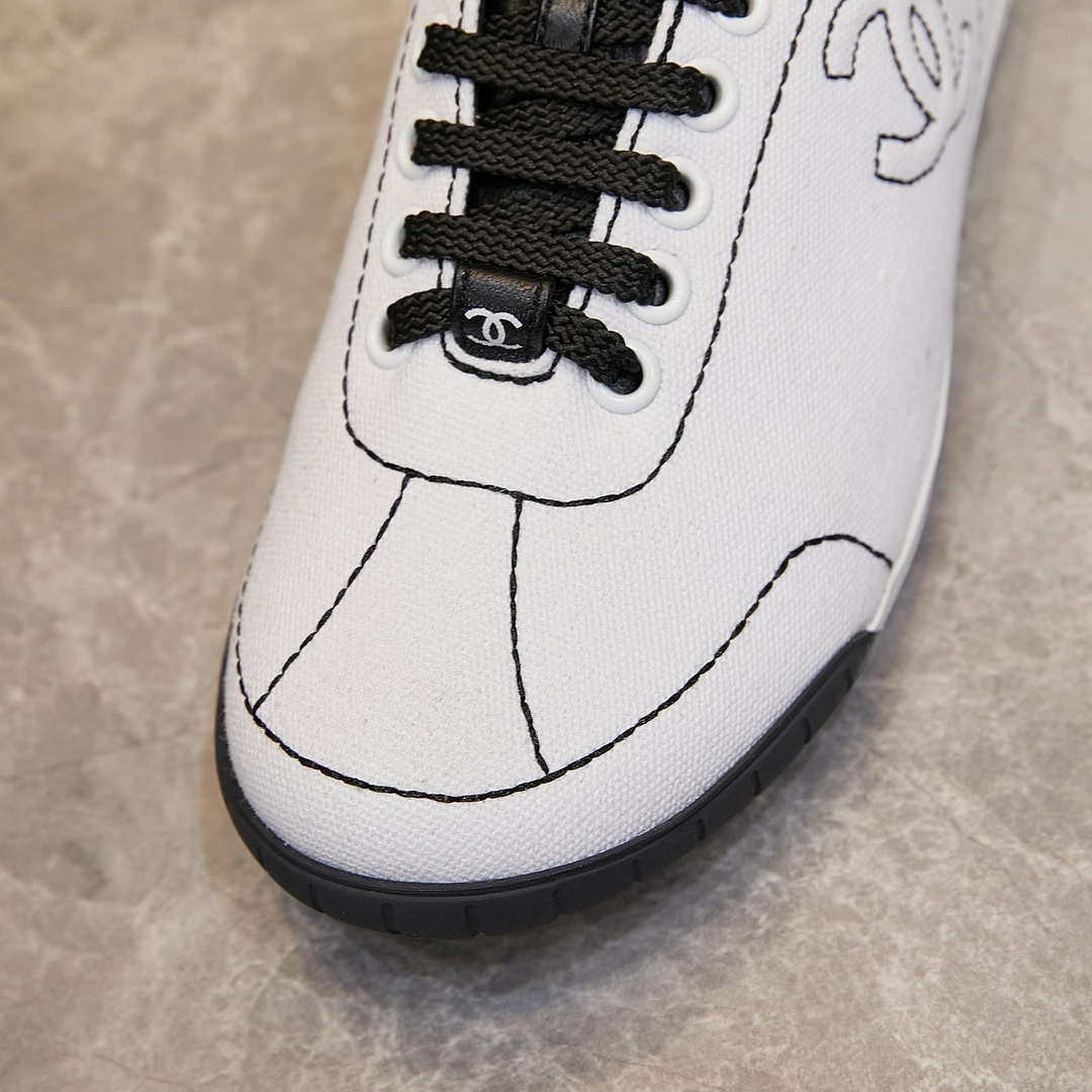 Chanel G46076 Women 24B Trainers Cotton  Black & White C91287 - Fmale-Euro 35=US 4 - View 8