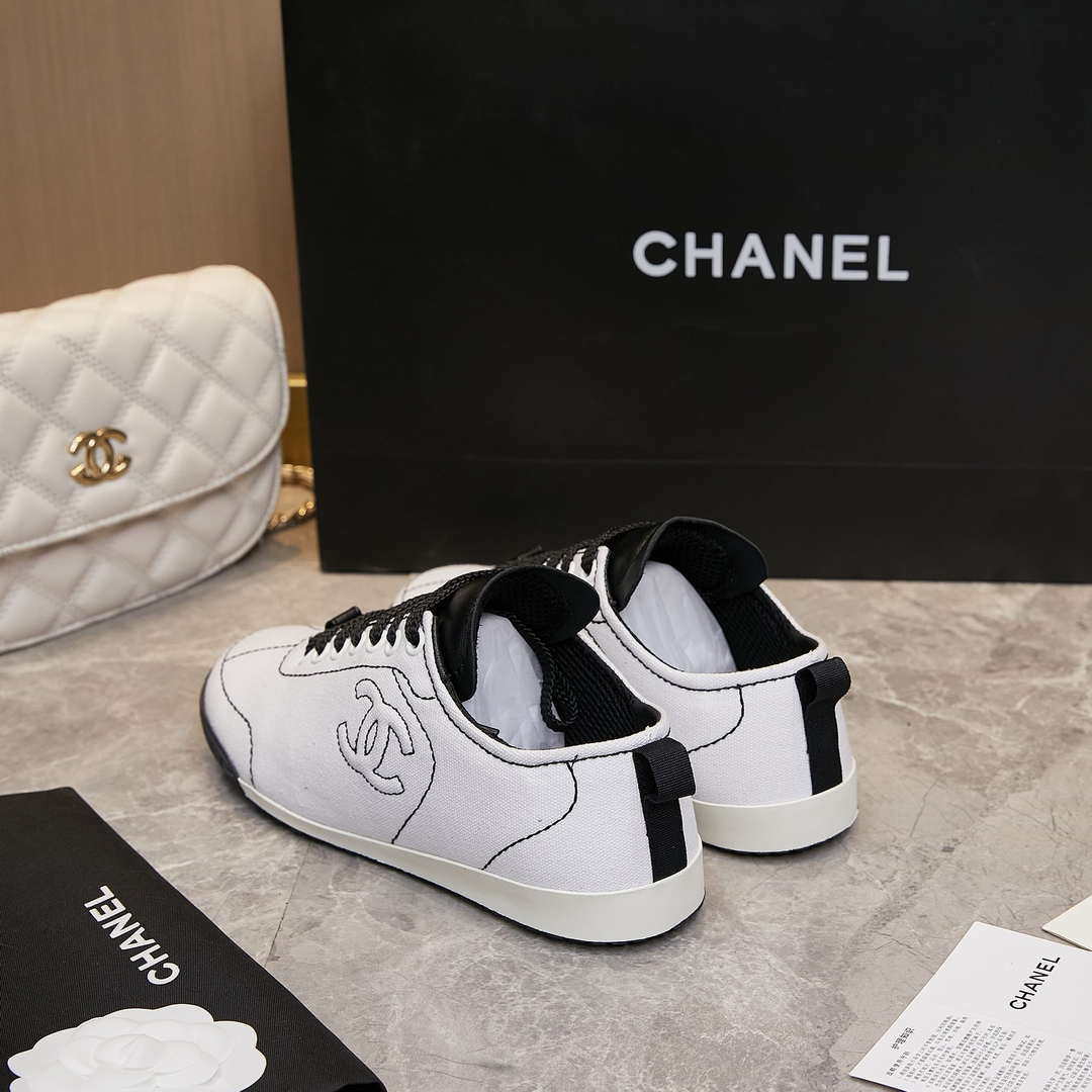 Chanel G46076 Women 24B Trainers Cotton  Black & White C91287 - Fmale-Euro 35=US 4 - View 10