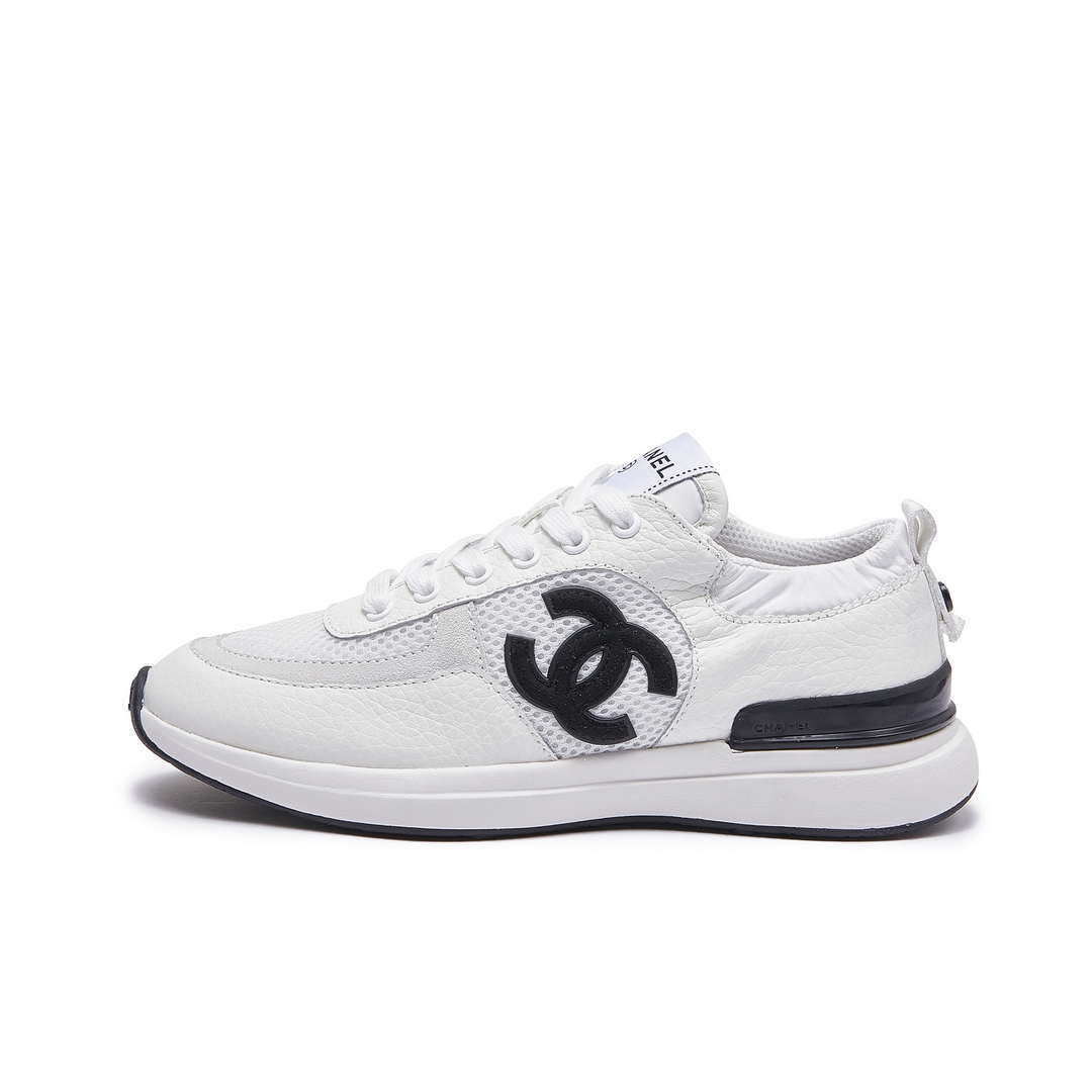 Chanel G46076 Women 24B Trainers Grained Calfskin Black & White C91288