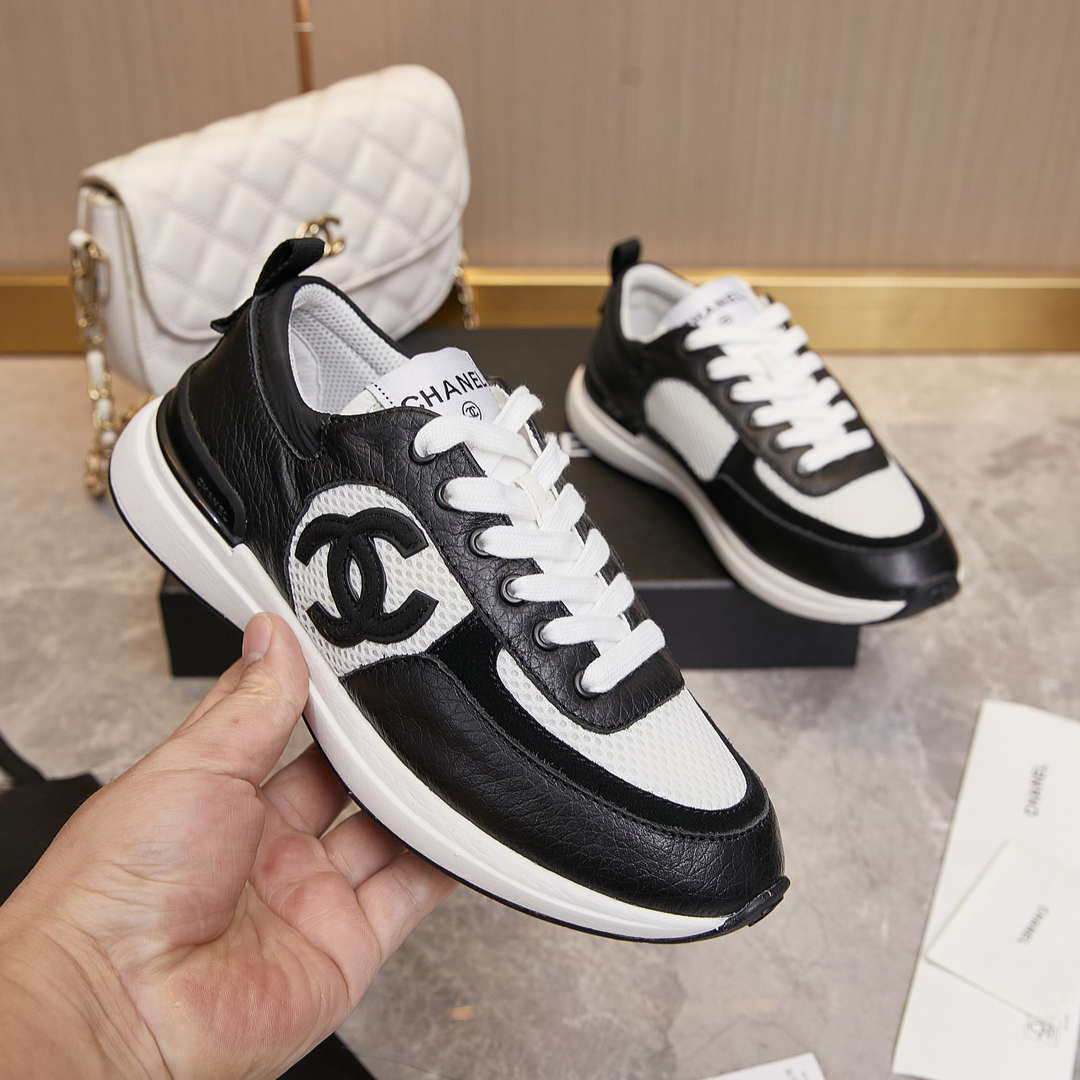 Chanel G46076 Women 24B Trainers Grained Calfskin Black & White C91290 - Fmale-Euro 35=US 4 - View 4