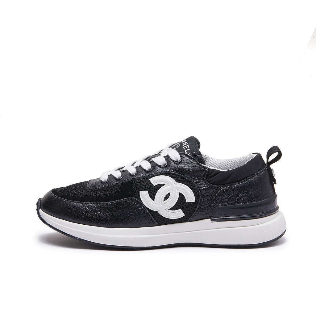 Chanel G46076 Women 24B Trainers Grained Calfskin Black & White C91291