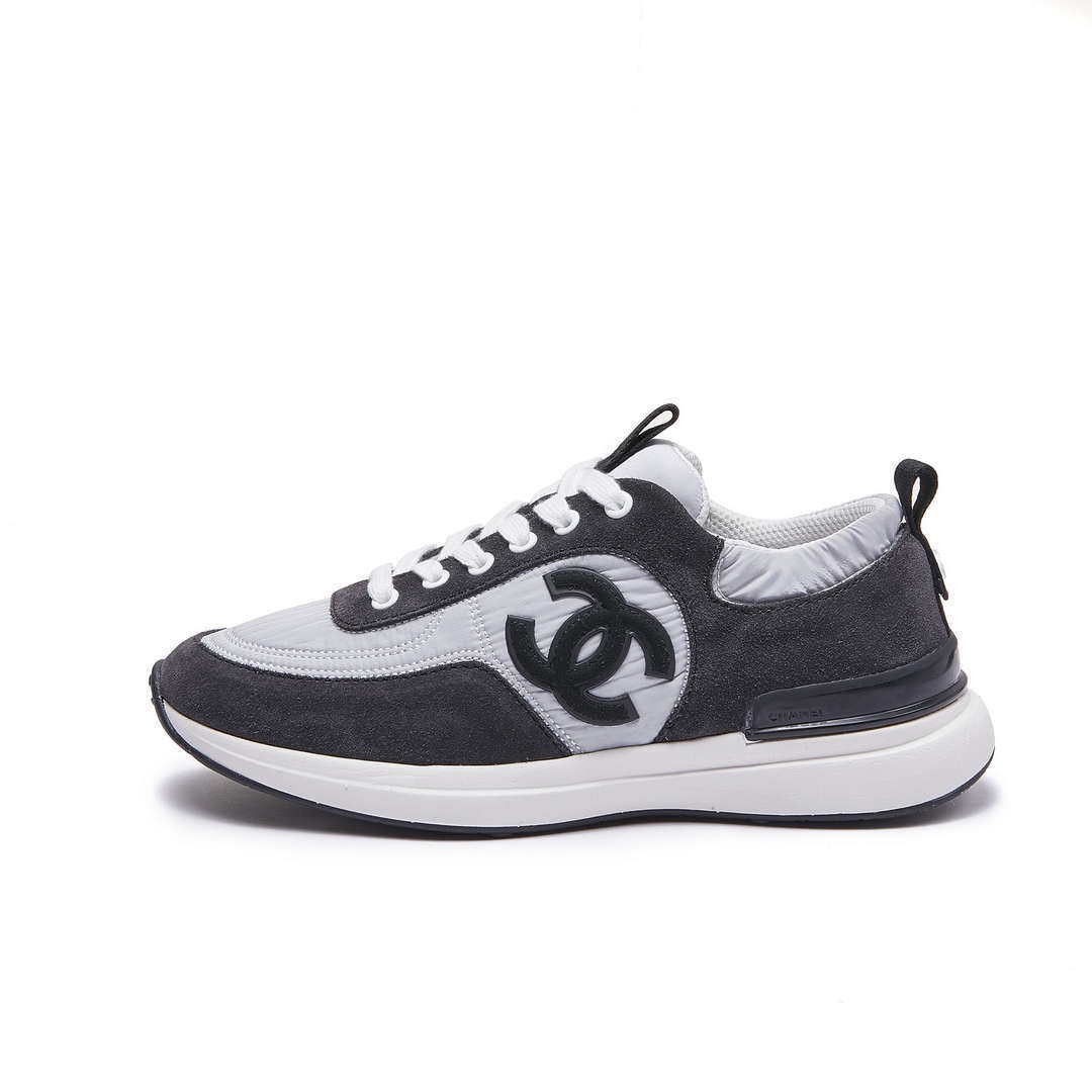 Chanel G46076 Women 24B Trainers Suede leather Black & White C91292