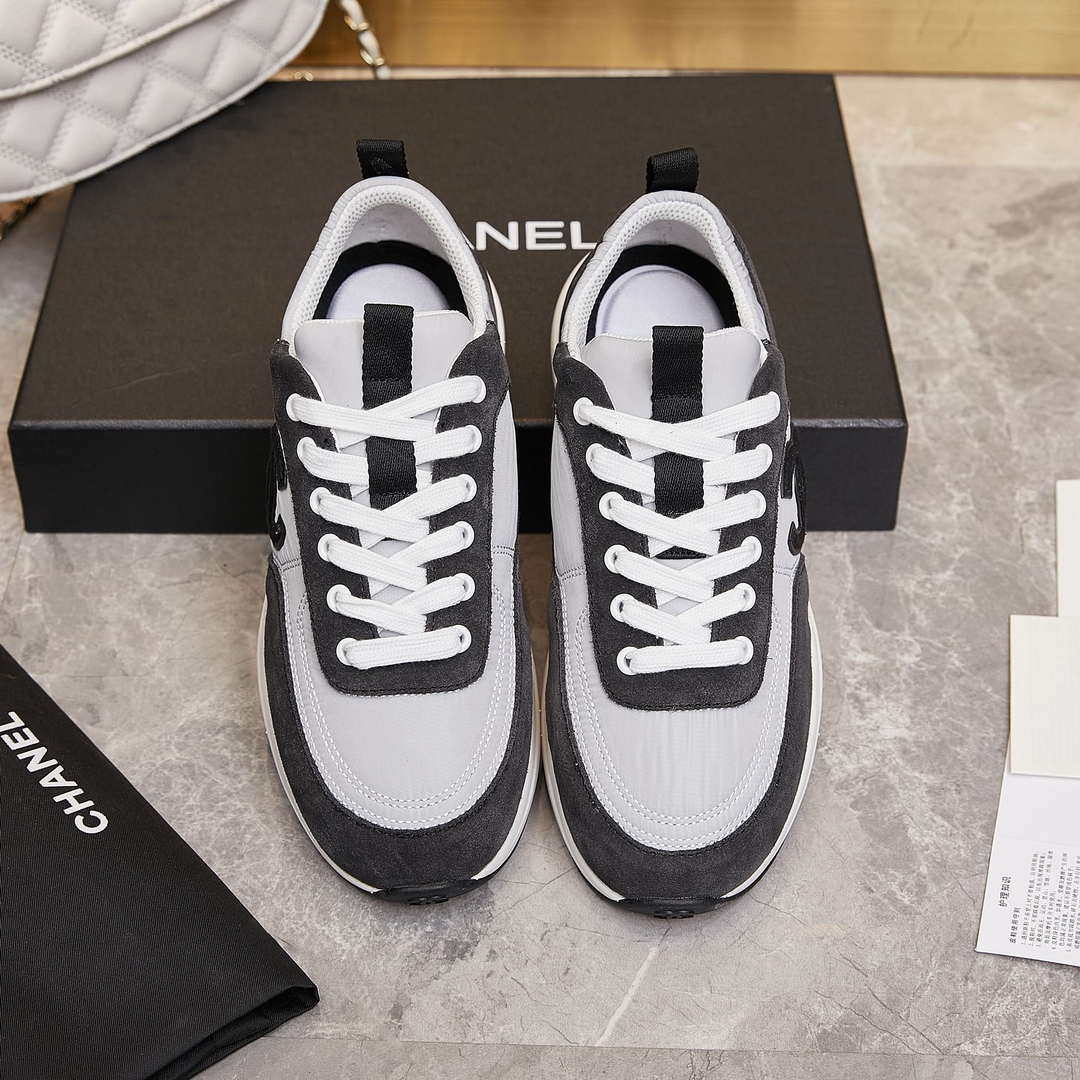 Chanel G46076 Women 24B Trainers Suede leather Black & White C91292