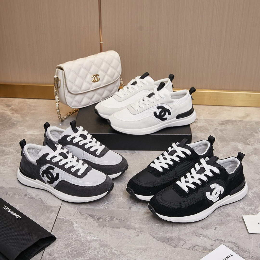 Chanel G46076 Women 24B Trainers Suede leather Black & White C91292