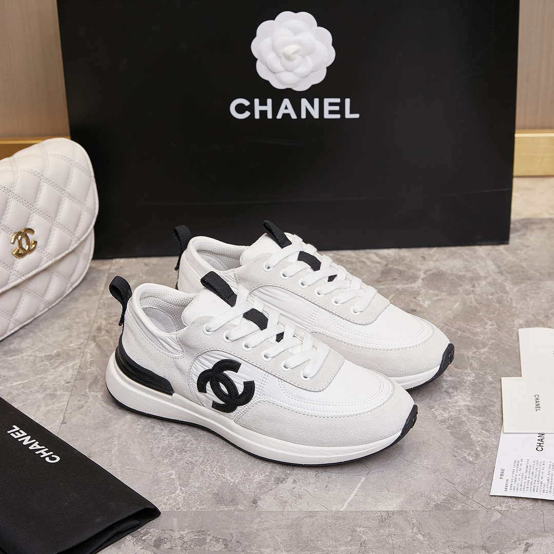 Chanel G46076 Women 24B Trainers Suede leather Black & White C91293