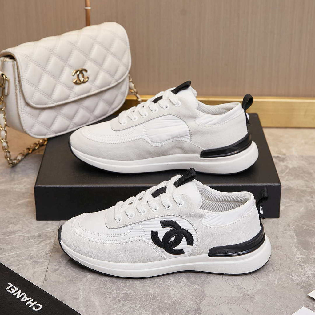 Chanel G46076 Women 24B Trainers Suede leather Black & White C91293