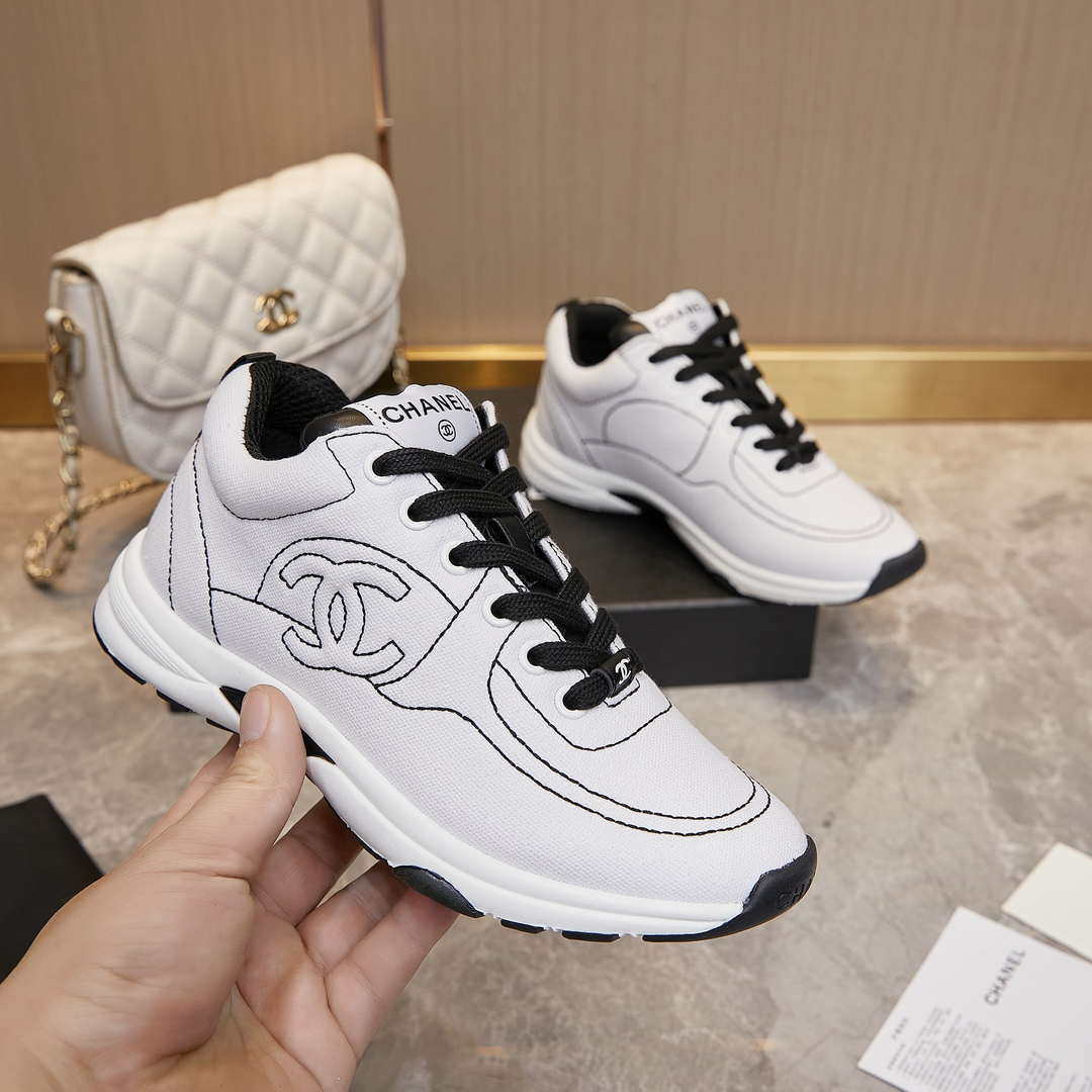 Chanel G46084 Women 24B Trainers Cotton  White & Black C91280 - Fmale-Euro 35=US 4 - View 3